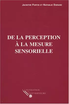 Couverture du produit · De la perception à la mesure sensorielle