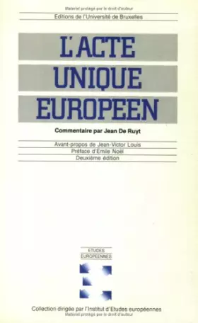Couverture du produit · L'Acte unique européen