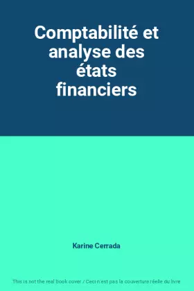 Couverture du produit · Comptabilité et analyse des états financiers
