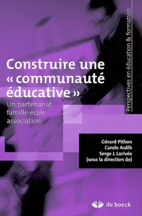 Couverture du produit · Construire une communauté éducative (2008)