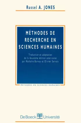 Couverture du produit · Méthodes de recherche en sciences humaines