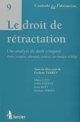 Couverture du produit · Le droit de rétractation: Une analyse de droit comparé