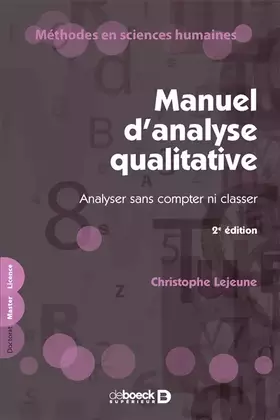Couverture du produit · Manuel d'analyse qualitative: Analyser sans compter ni classer