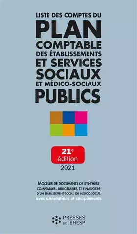 Couverture du produit · Liste des comptes du plan comptable des ESMS publics