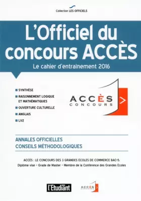 Couverture du produit · L'Officiel du concours Accès 2016