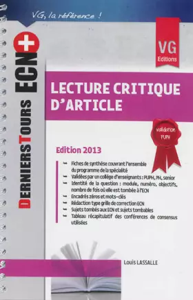 Couverture du produit · Lecture critique d'article