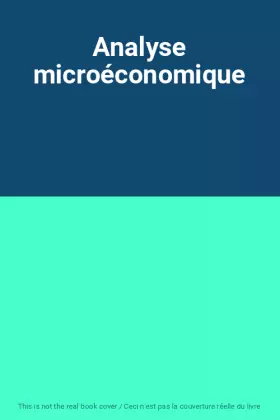 Couverture du produit · Analyse microéconomique