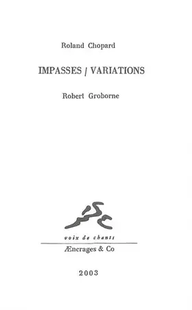 Couverture du produit · Impasses/Variations