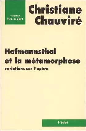 Couverture du produit · Hofmannsthal et la Métamorphose : Variations sur l'opéra