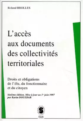 Couverture du produit · L'accès aux documents des collectivités territoriales