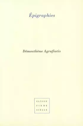 Couverture du produit · Epigraphies