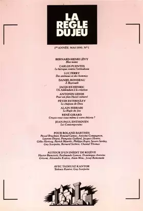 Couverture du produit · La règle du jeu, numéro 1