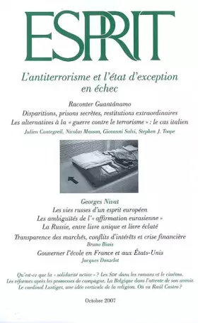 Couverture du produit · ESPRIT l'antiterrorisme et l'état d'exception en échec