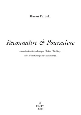Couverture du produit · Reconnaître et poursuivre