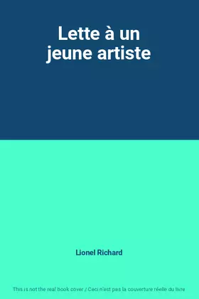 Couverture du produit · Lette à un jeune artiste
