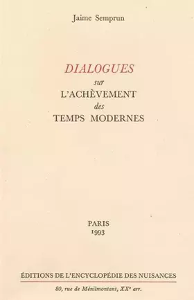 Couverture du produit · Dialogues sur l'achèvement des temps modernes