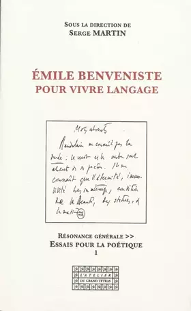 Couverture du produit · Emile Benveniste, pour vivre langage