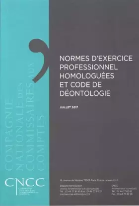 Couverture du produit · Normes d'exercice professionnel homologuées et code de déontologie