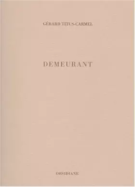 Couverture du produit · Demeurant