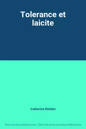 Couverture du produit · Tolerance et laicite