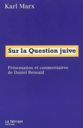 Couverture du produit · Sur la question juive