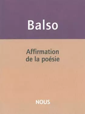 Couverture du produit · Affirmation de la poésie