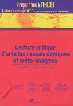 Couverture du produit · LECTURE CRITIQUE D ARTICLES MEDICAUX