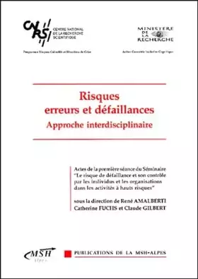 Couverture du produit · Risques erreurs et défaillances.: Approches interdisciplinaires