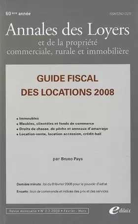 Couverture du produit · Guide fiscal des locations 2008