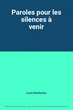 Couverture du produit · Paroles pour les silences à venir