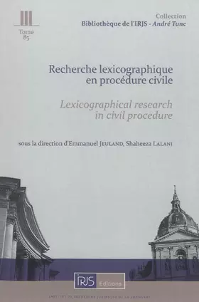 Couverture du produit · Recherche lexicographique en procédure civile