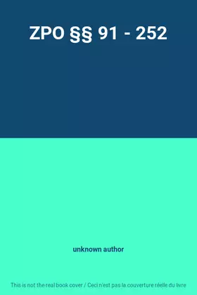 Couverture du produit · ZPO §§ 91 - 252