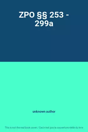 Couverture du produit · ZPO §§ 253 - 299a