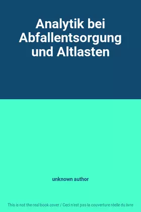 Couverture du produit · Analytik bei Abfallentsorgung und Altlasten