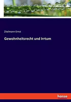 Couverture du produit · Gewohnheitsrecht und Irrtum