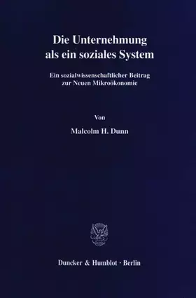 Couverture du produit · Die Unternehmung als soziales System