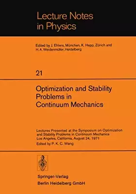 Couverture du produit · Optimization and Stability Problems in Continuum Mechanics: Lectures Presented at the Symposium on Optimization and Stability Pr