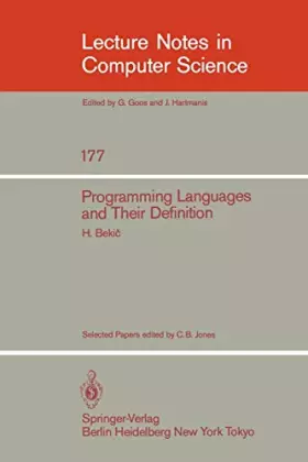 Couverture du produit · Programming Languages and Their Definition: Selected Papers