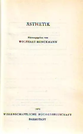 Couverture du produit · Ästhetik (Wege der Forschung)