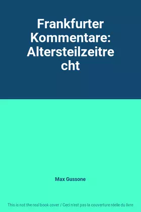 Couverture du produit · Frankfurter Kommentare: Altersteilzeitrecht
