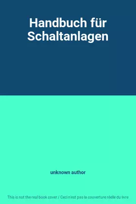 Couverture du produit · Handbuch für Schaltanlagen