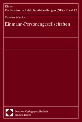 Couverture du produit · Einmann-Personengesellschaften: Diss.