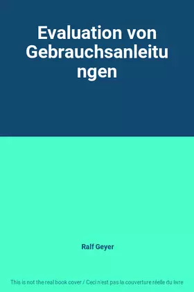 Couverture du produit · Evaluation von Gebrauchsanleitungen
