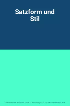 Couverture du produit · Satzform und Stil