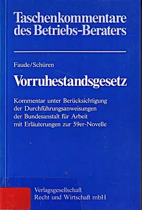 Couverture du produit · Kommentar zum Vorruhestandsgesetz