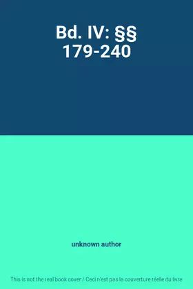 Couverture du produit · Bd. IV: §§ 179-240