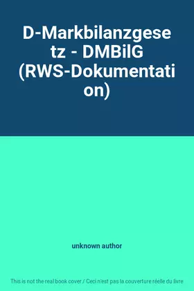 Couverture du produit · D-Markbilanzgesetz - DMBilG (RWS-Dokumentation)