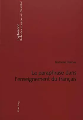 Couverture du produit · La paraphrase dans l'enseignement du français