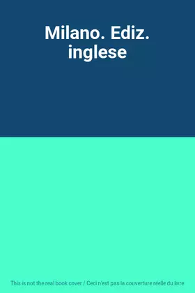 Couverture du produit · Milano. Ediz. inglese