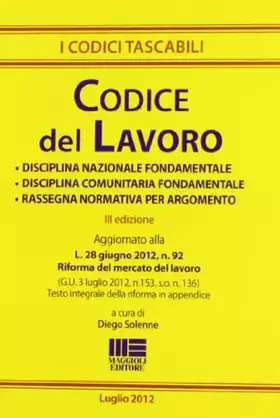 Couverture du produit · Codice del lavoro
